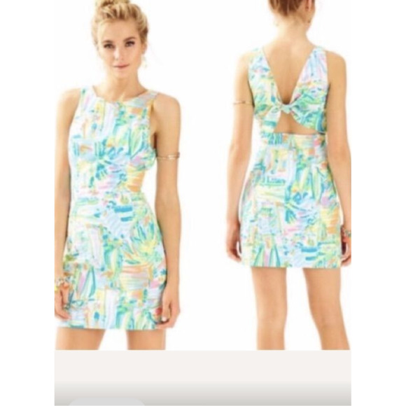 Lilly Pulitzer Sz 0 COURTNEY Sea Salt & Sun Bold Print Dress - Picture 9 of 10